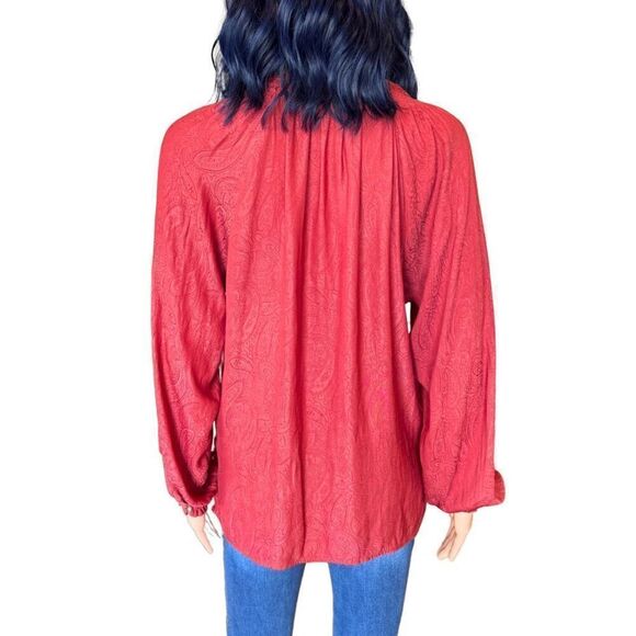 Democracy Women’s Paisley Print Silky Dressy Button Up Blouse Top Size Small - Picture 5 of 6